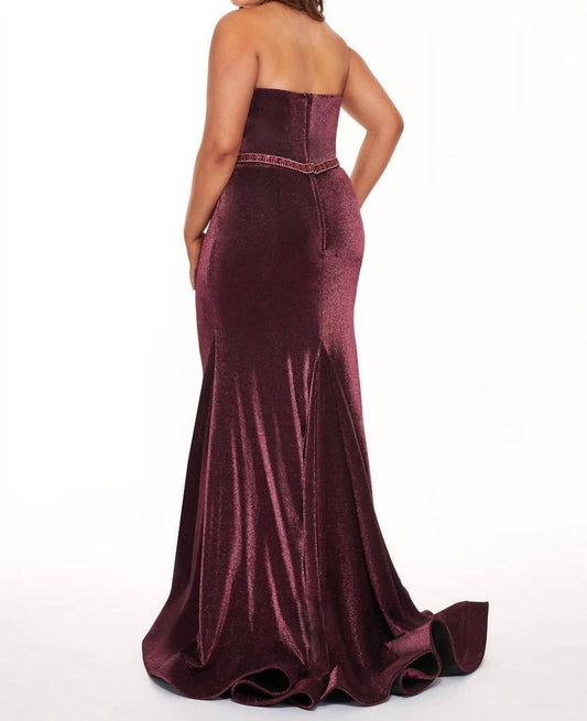 Rachel Allan - Metallic Jersey Halter Neck Prom Gown