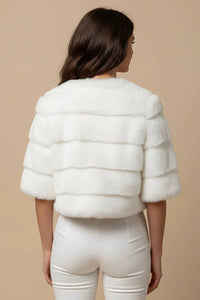 Metric Knits - Faux Fur Half Sleeve Bolero Jacket
