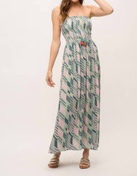 Mystree - Palm Tree Vibes Strapless Maxi Dress
