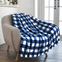 Pavilia - Buffalo Check Plaid Plush Fleece Blanket Throw