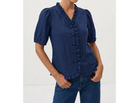 Naked Zebra - Ruffle Detail Bubble Sleeve Top