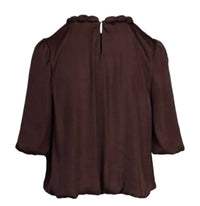 Naked Zebra - Women's Round Neckline Accent Billowy Blouse