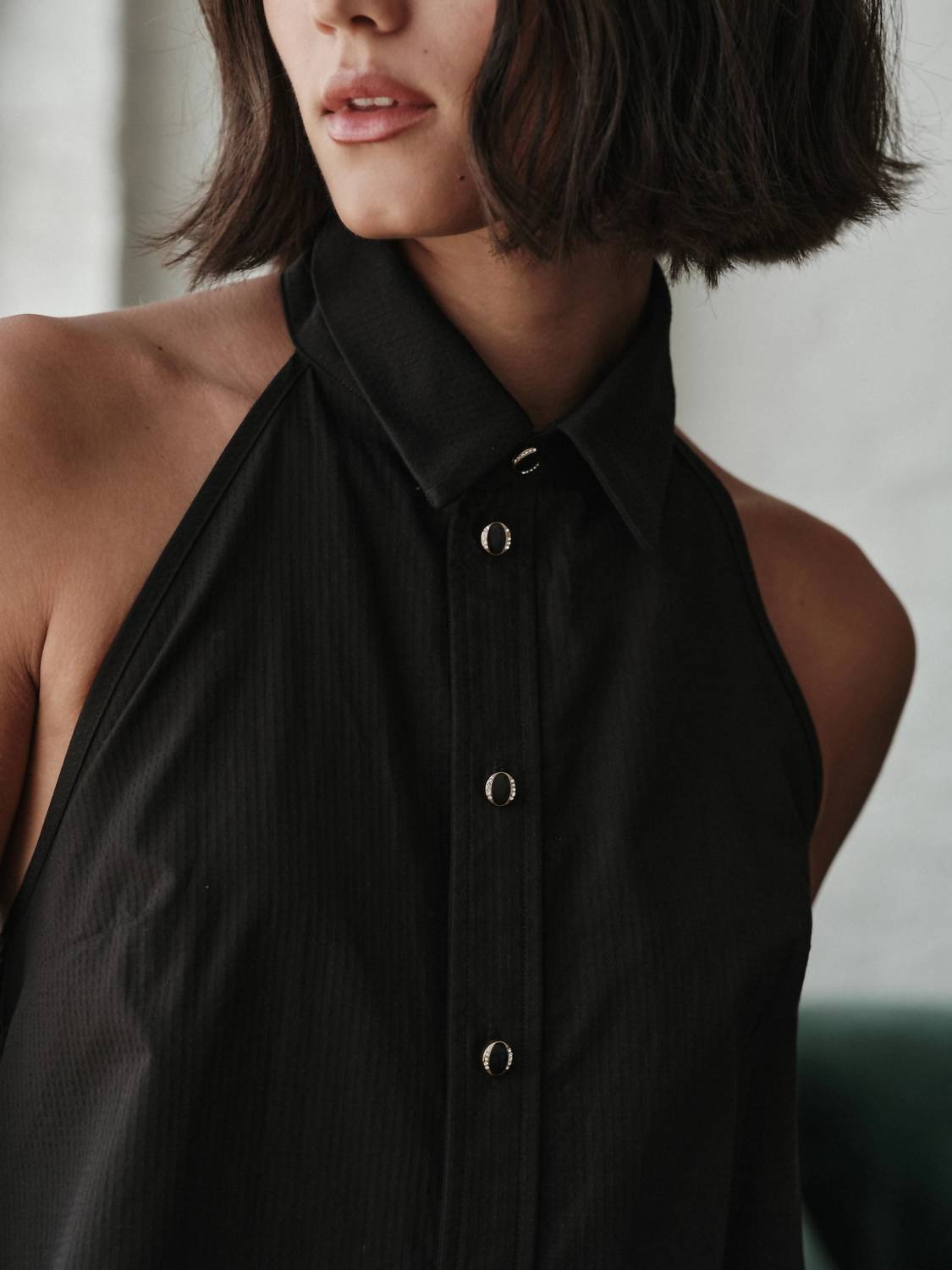 Cissa - Collared Neck Halter Neck Vest Top
