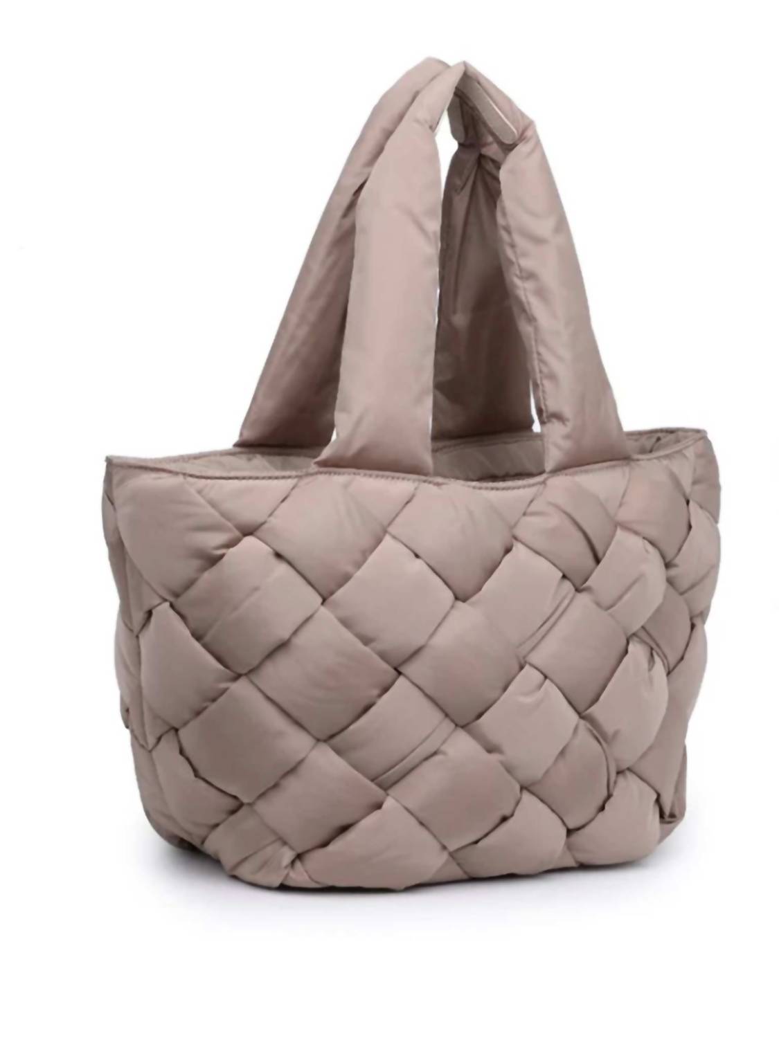 SOL and SELENE Women's Intuition East West Woven Nylon Tote in nude - women's bag