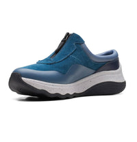 Clarks Women's Jaunt Way Clog in blue grey suede - women's shoe - detail view