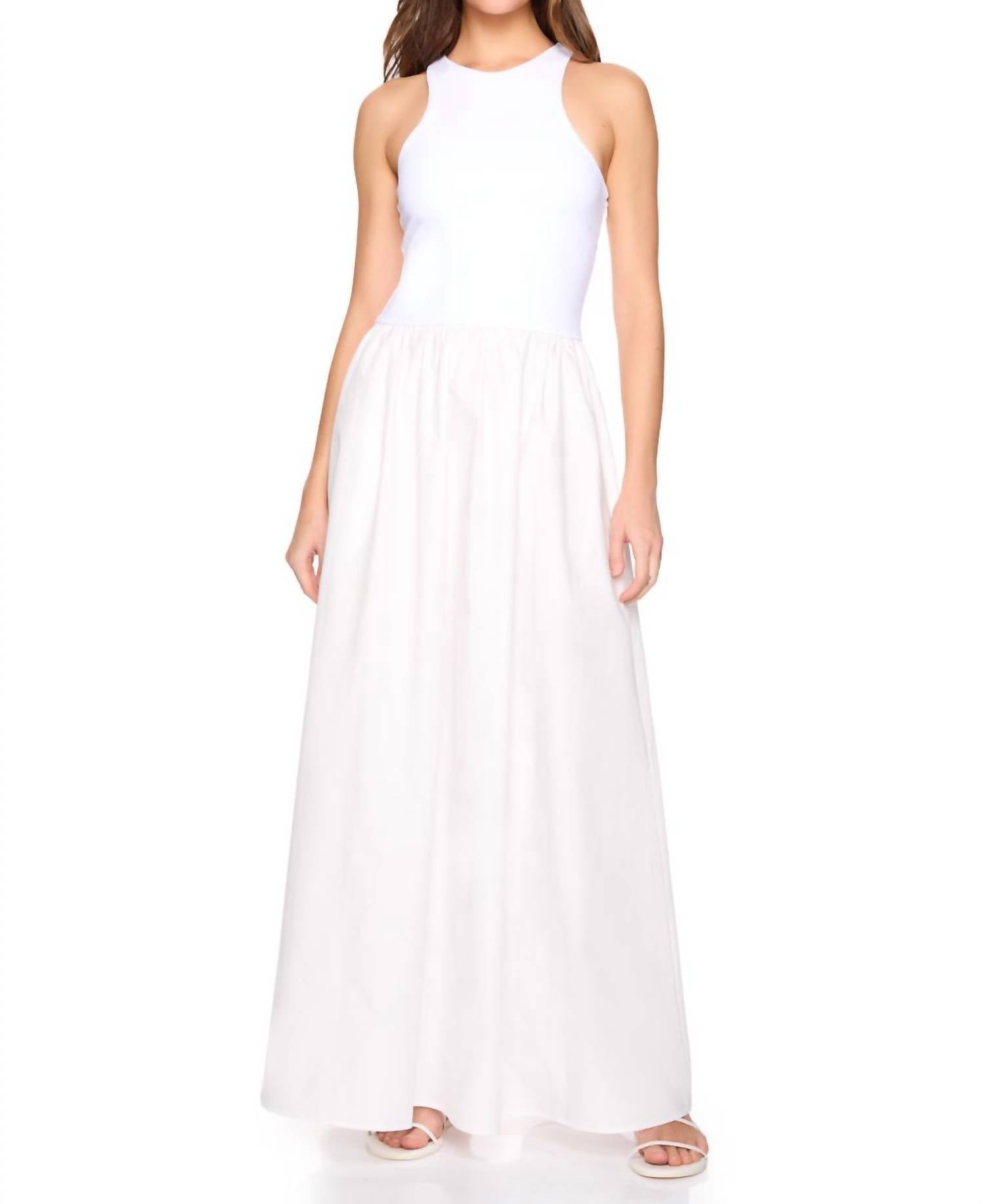 Susana Monaco Knit Poplin Racer Back Maxi Dress in sugar - women's dress