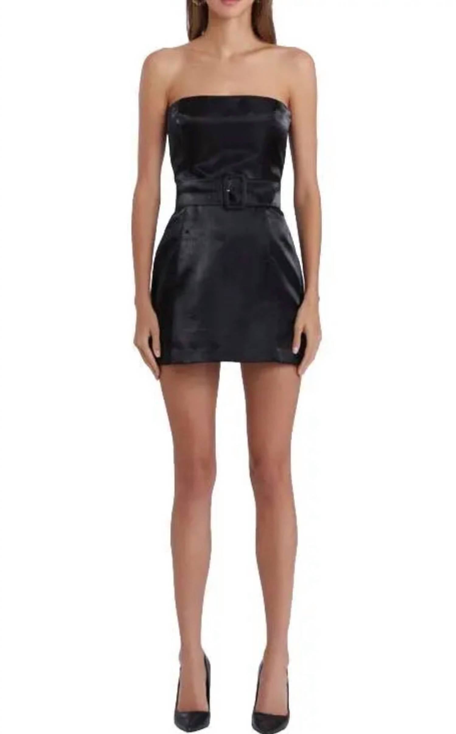 Amanda Uprichard Fae Strapless Satin Mini Dress in black - women's dress