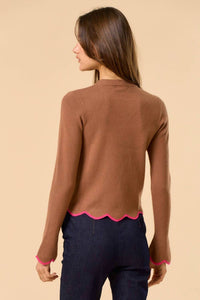 Lalavon - Play Date Scallop Edge Sleeve Sweater Top