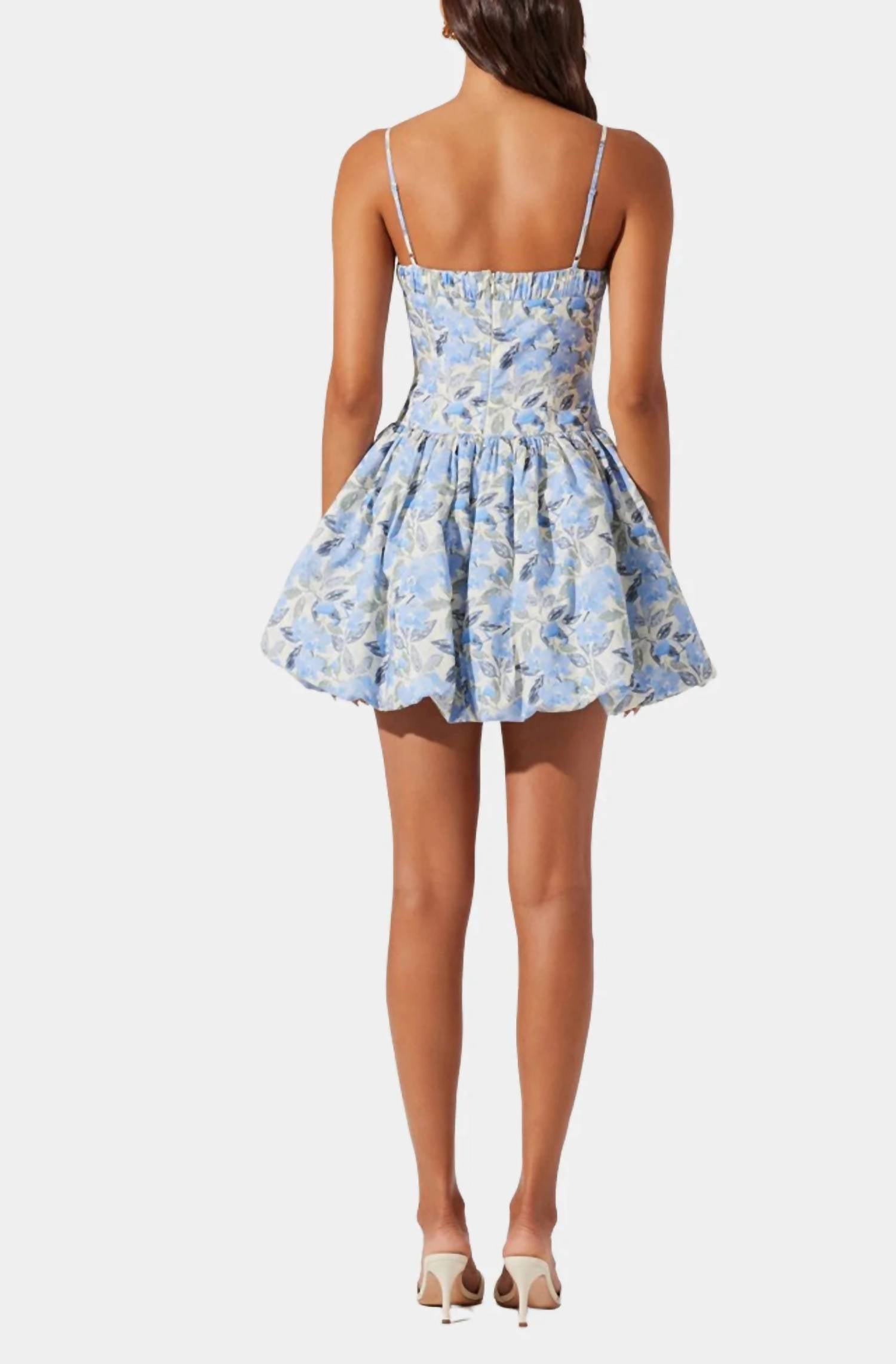 Astr - Azure Petals Bubble Mini Dress