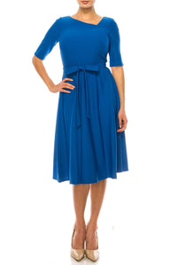 Maison Tara - Asymmetrical Neckline A-line Dress