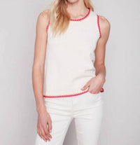 CHARLIE B sleeveless sweater in natural - women's sweater