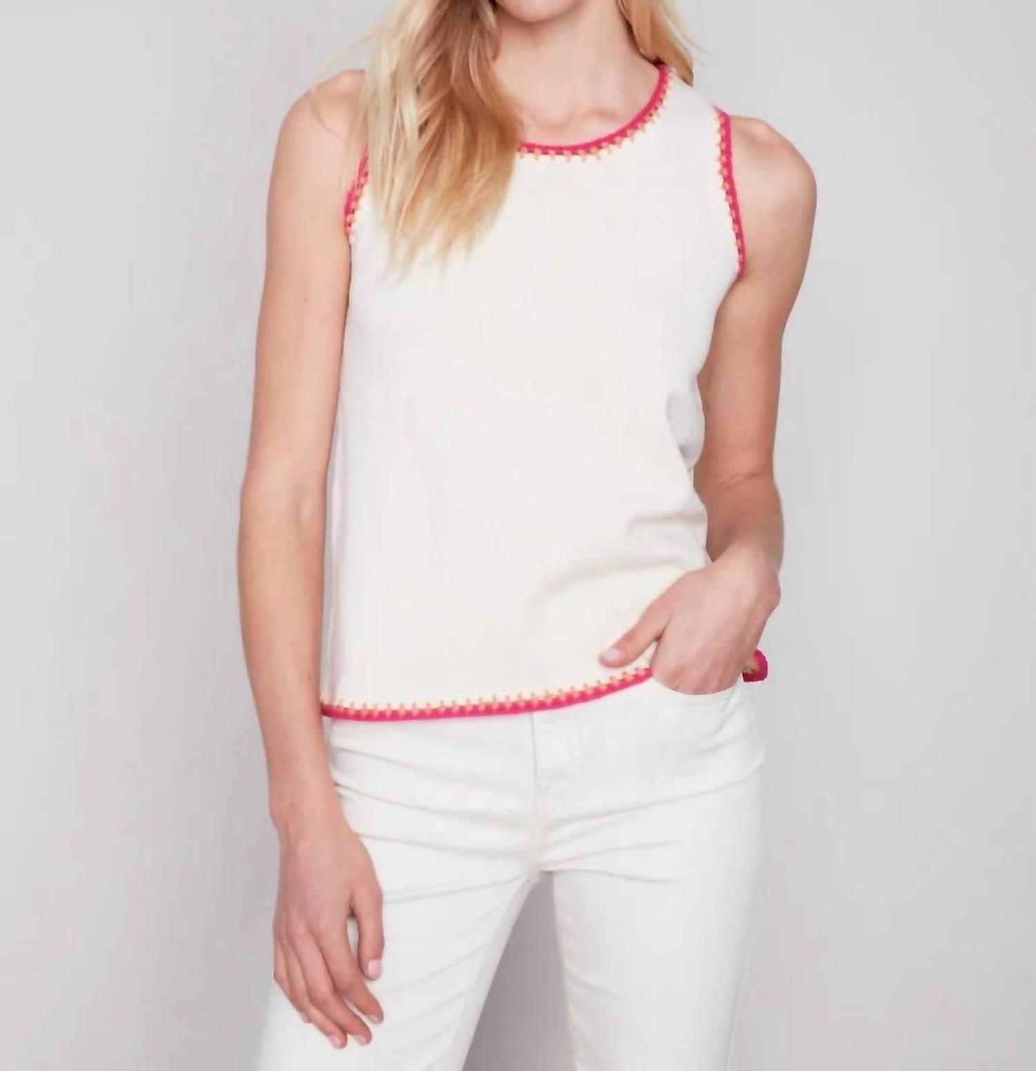 CHARLIE B sleeveless sweater in natural - women's sweater