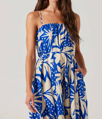 ASTR Sarina Tiered Dress in blue tropical - women's dress - view 4