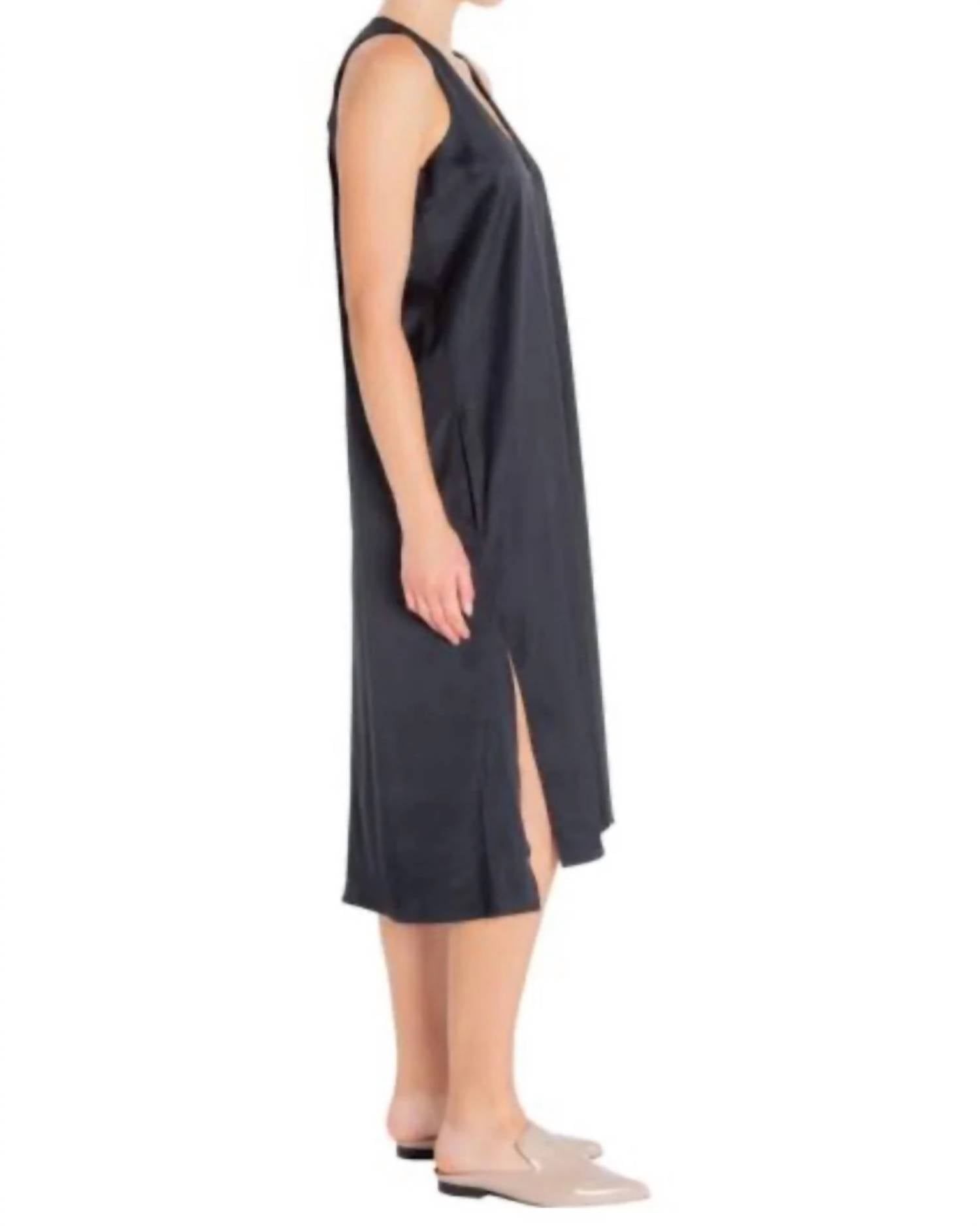 ELAINE KIM Tabitha V-neck Dress in ink - women's dress - detail view