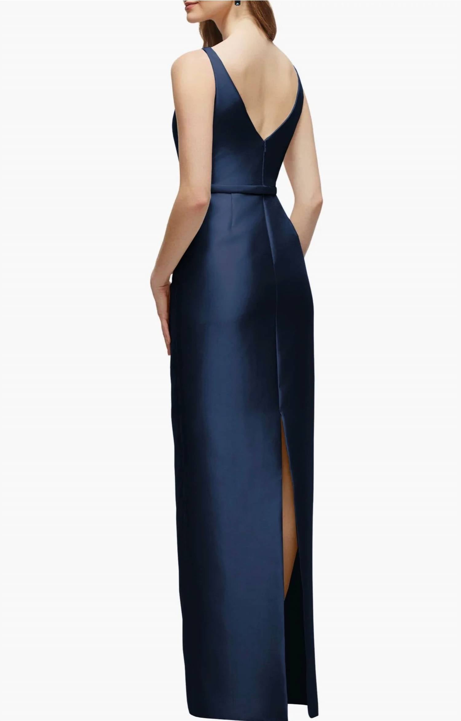 Alfred Sung - Sleeveless Bow Waist Full Length Gown