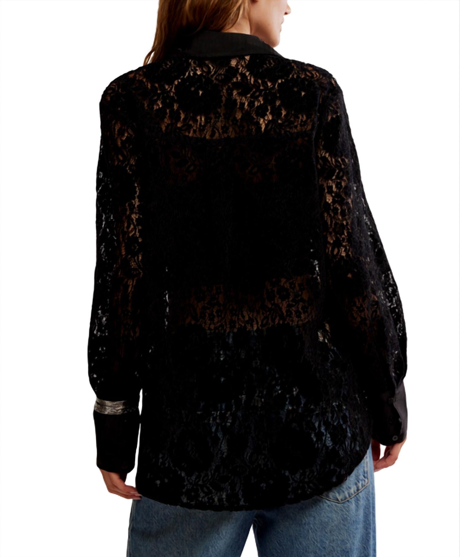 Free People Faith Button Down Shirt in black - women's shirt - alternate view