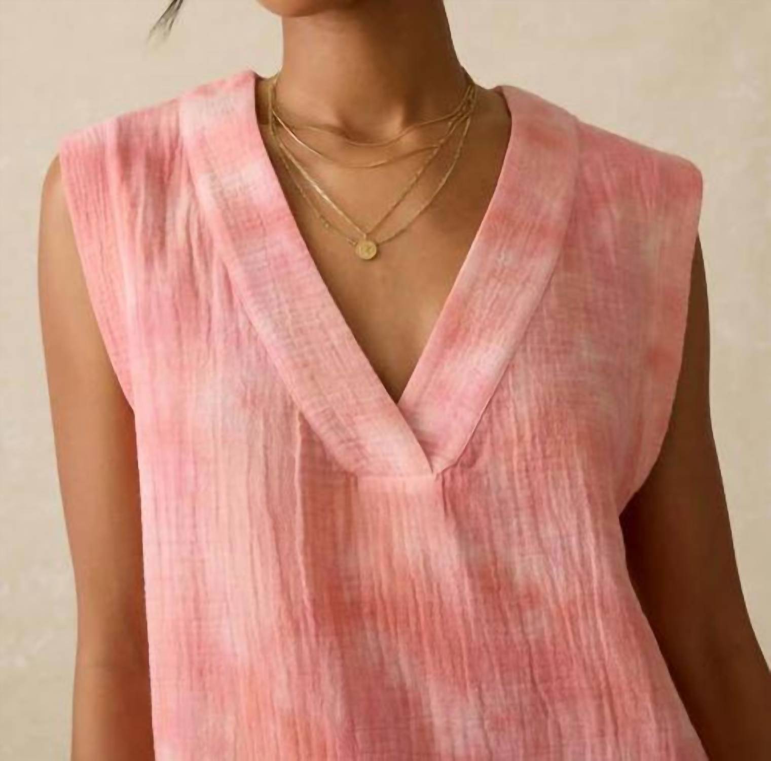 Faherty - Dune Cotton Gauze Sleeveless Popover Top