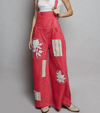 Pol - Floral Lace Patchwork Overalls