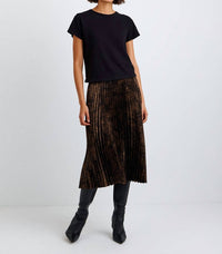 Bella Dahl Pleated Midi Skirt in micro leopard - women's skirt