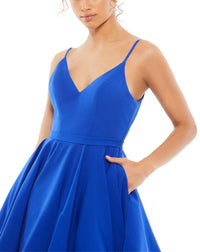 MAC DUGGAL Ieena Backless A-line Flare Mini Dress in royal - women's dress - alternate view