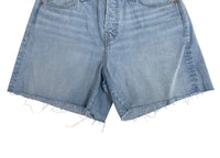 AE77 Women's Cotton Blend Rough Hem Jort Denim Jean Shorts in blue - women's shorts