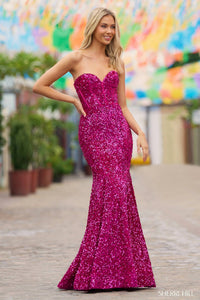 Sherri Hill - Strapless Sequin Velvet Gown