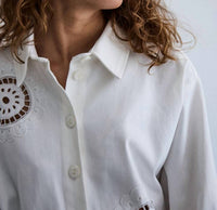 Ichi - Crochet Insert Button-down Blouse