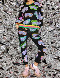 QUEEN OF SPARKLES Ski Goggle Sport Stripe Jogger in black multi - women's pants - detail view