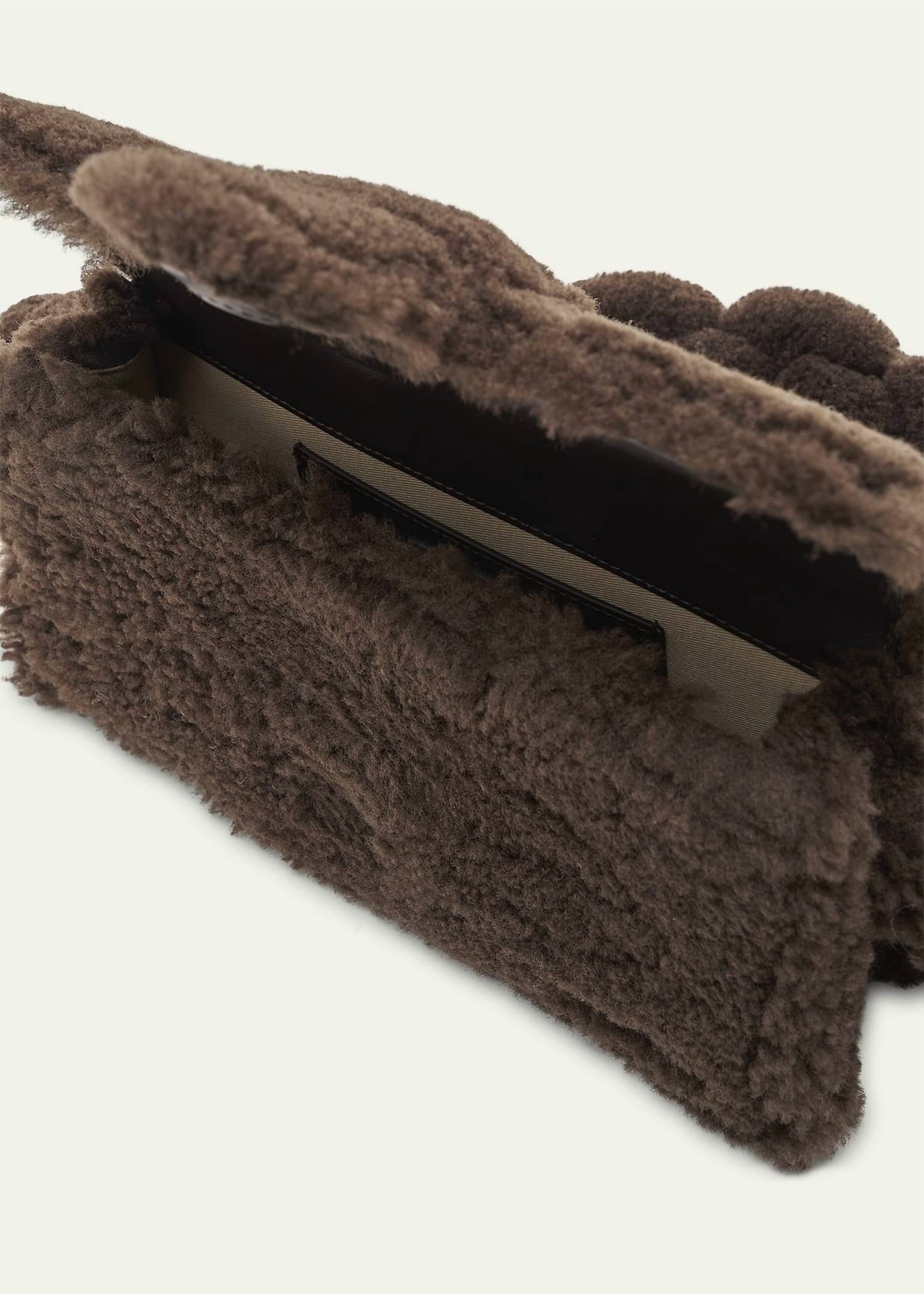 Jacquemus Women's Le Bambidou Fur Shoulder Bag in dark brown - women's bag - detail view