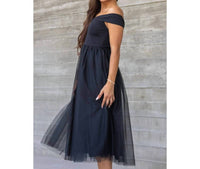 Inmod - Off the Shoulder Tulle Midi Dress