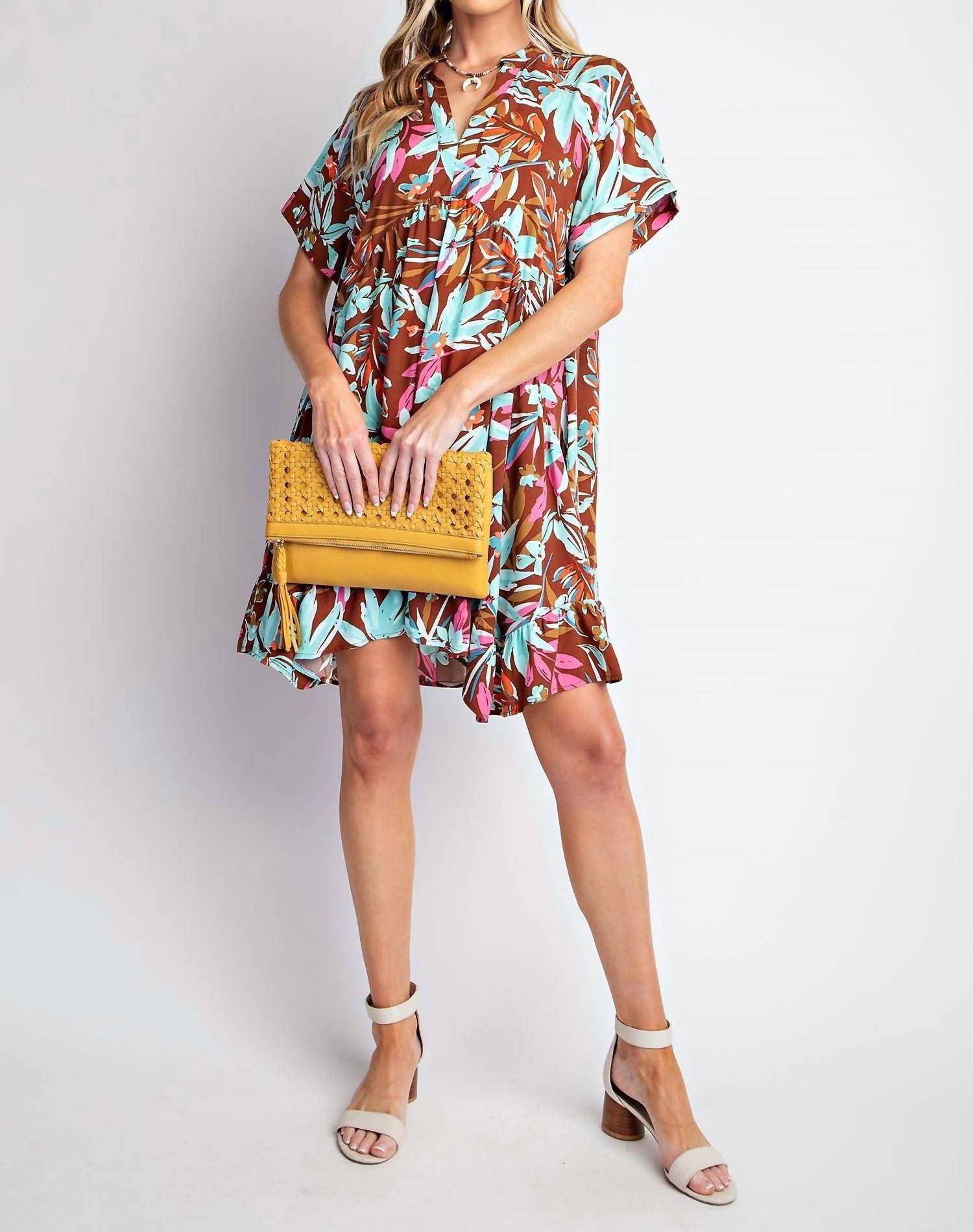 Easel - Printed Challis Woven Dress