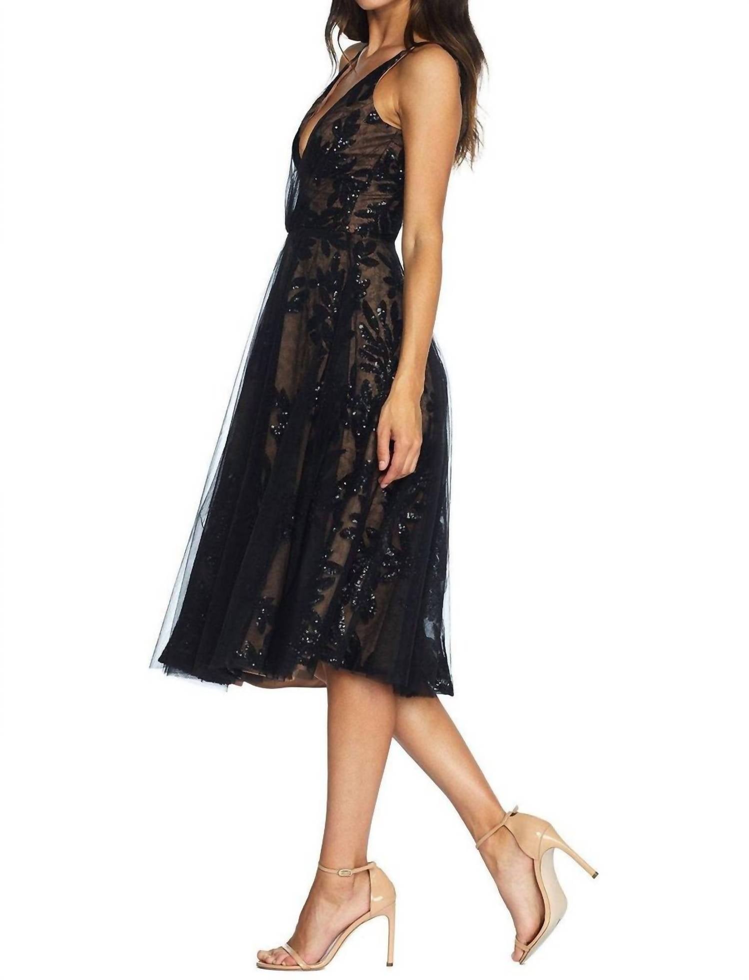 Dress The Population - Courtney Sequin Overlay Midi Dress