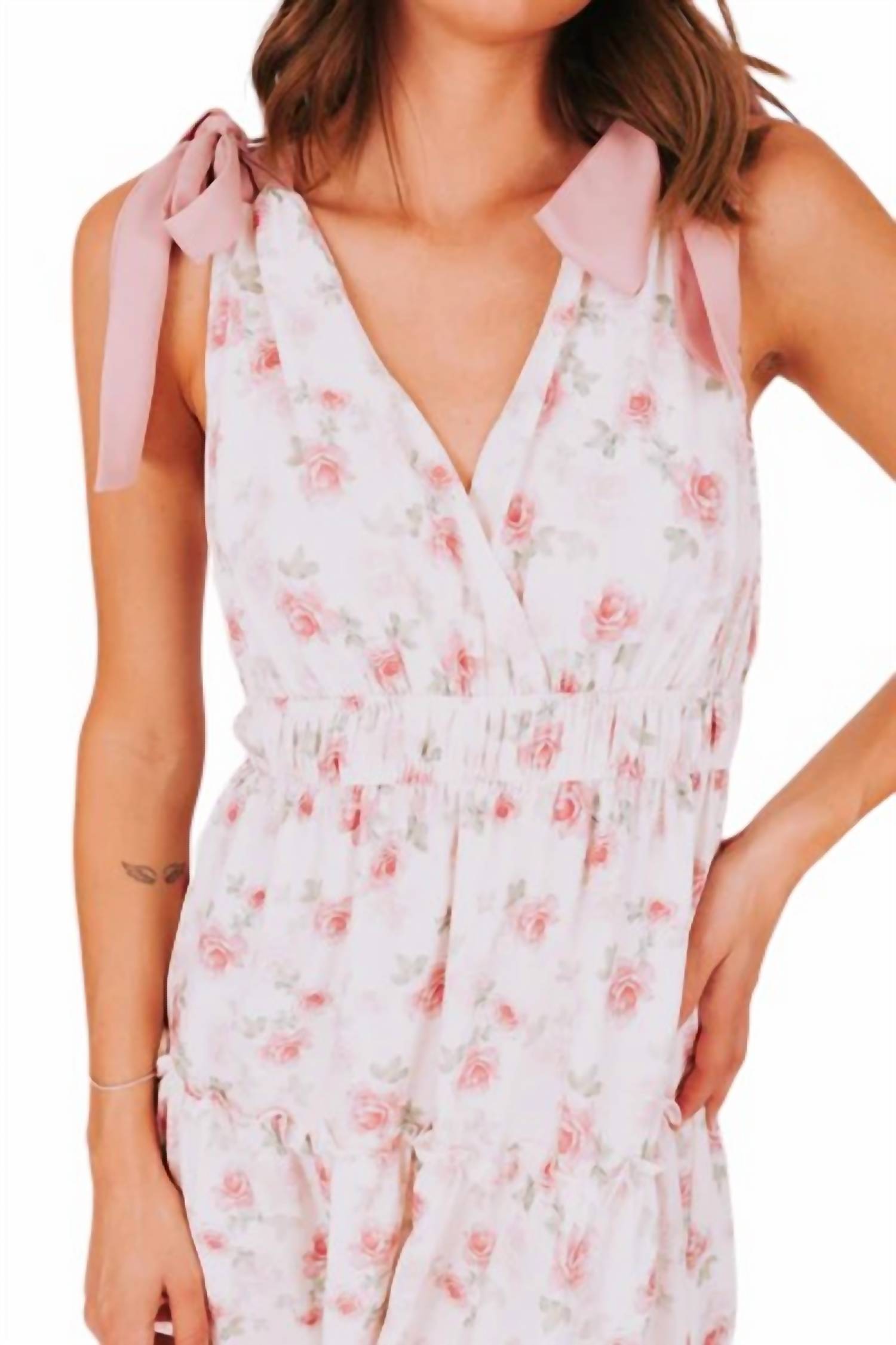 One Loved Babe - Floral Ribbon Tie Dress