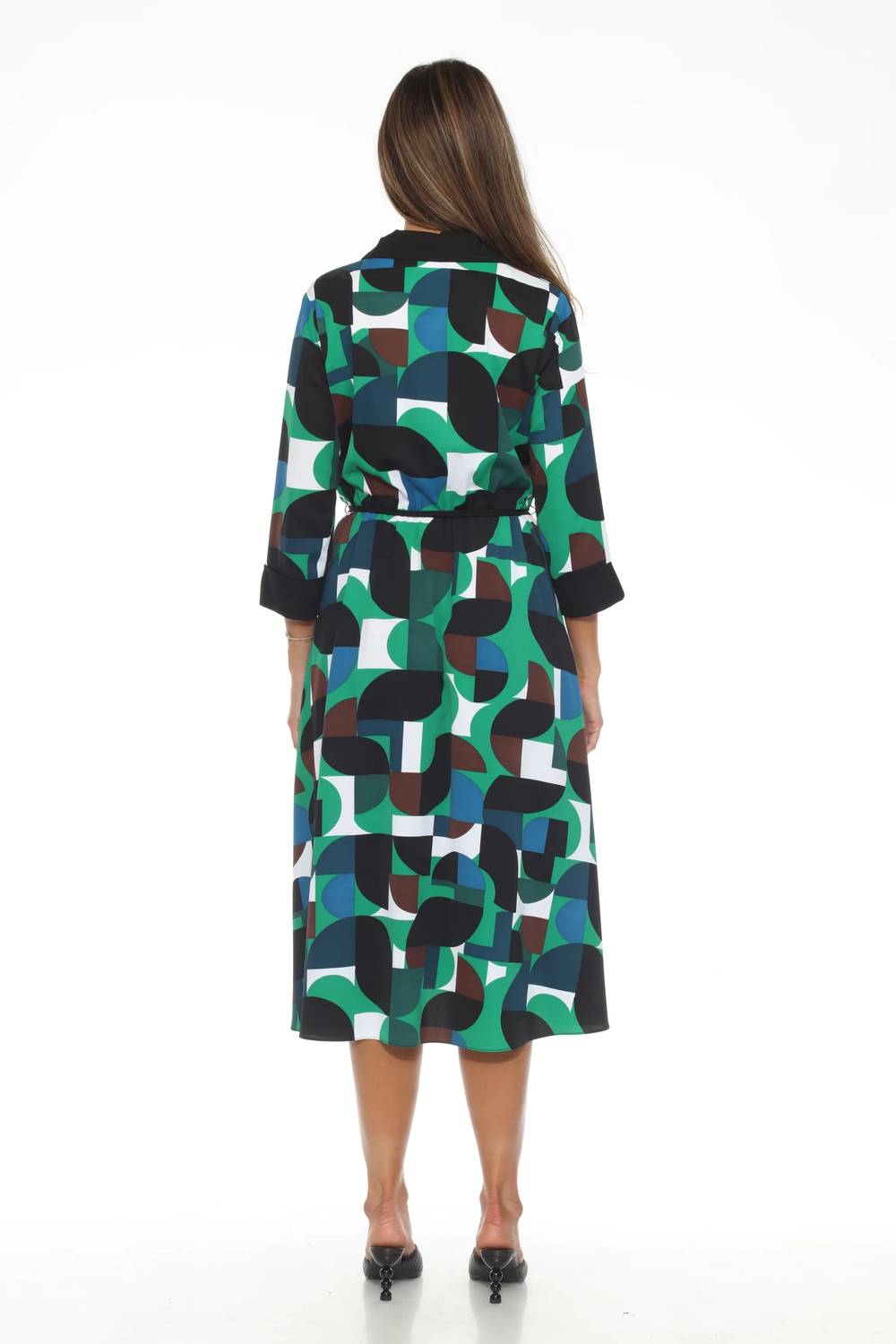 Joseph Ribkoff - Geometric Print Midi Shirt Dress