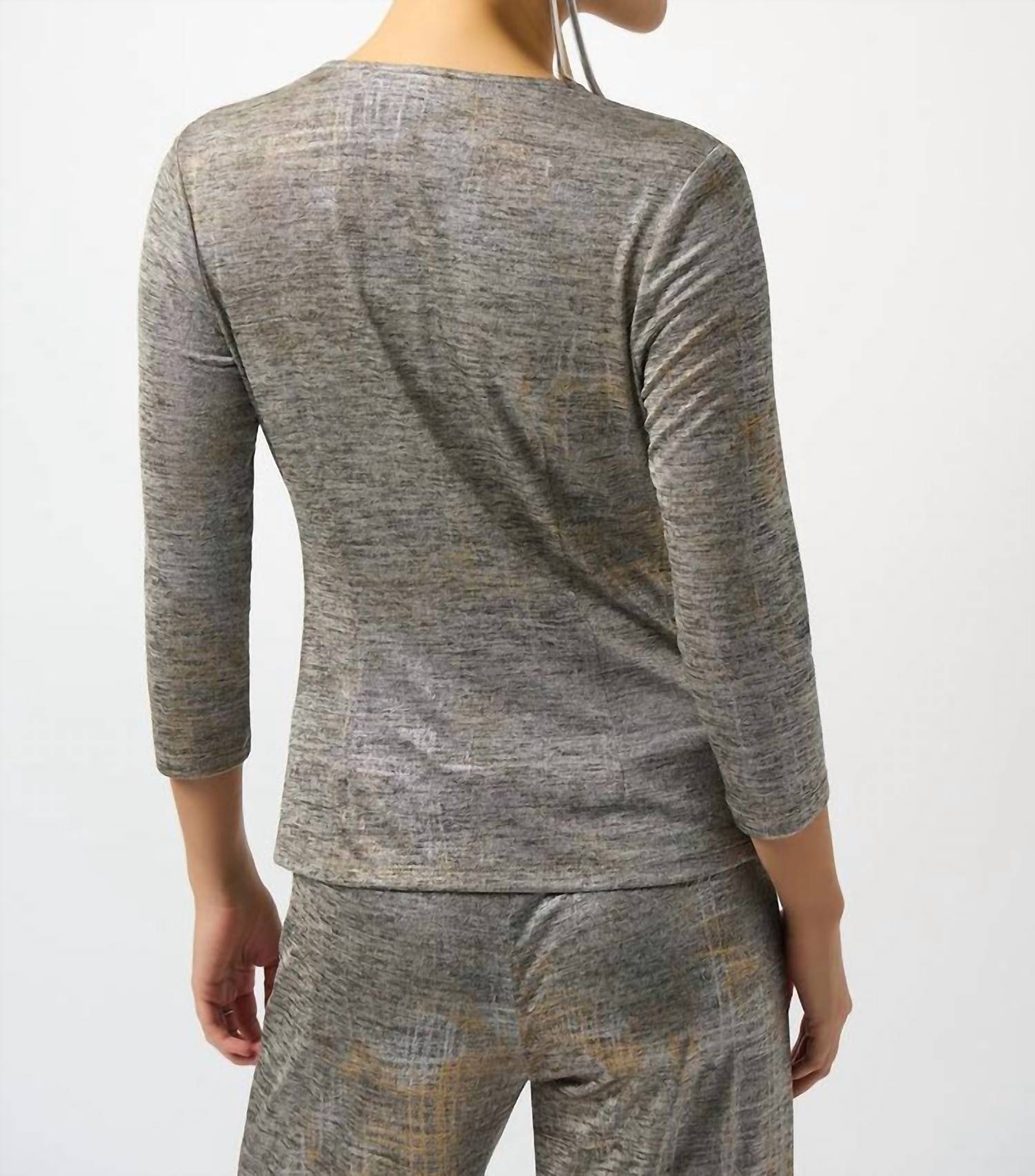 Joseph Ribkoff - Foiled Mélange Knit Wrap Top