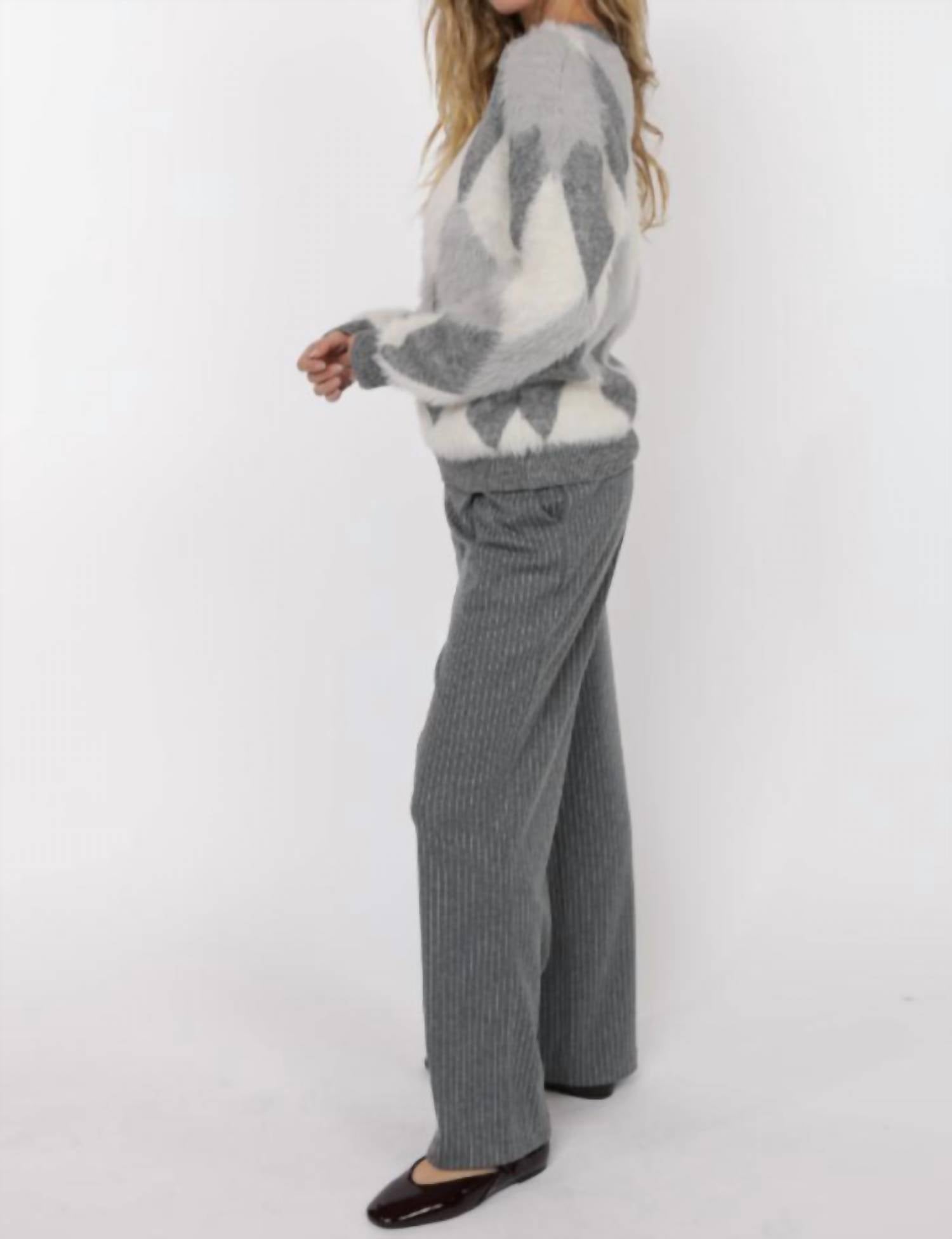 Sage The Label - Astoria Fuzzy Argyle Sweater
