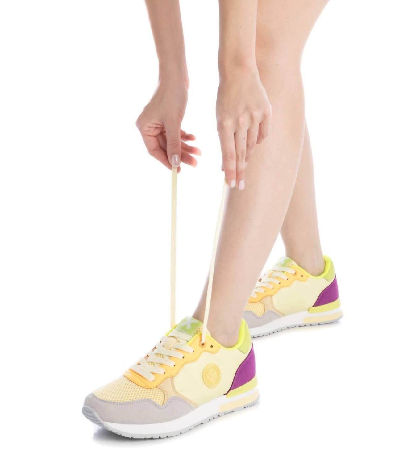 Xti Women's Lace Up Trainer Sneakers in yellow - women's sneaker - view 5