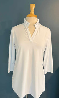 Aryeh - Women's Quarter Sleeve Pleated Top
