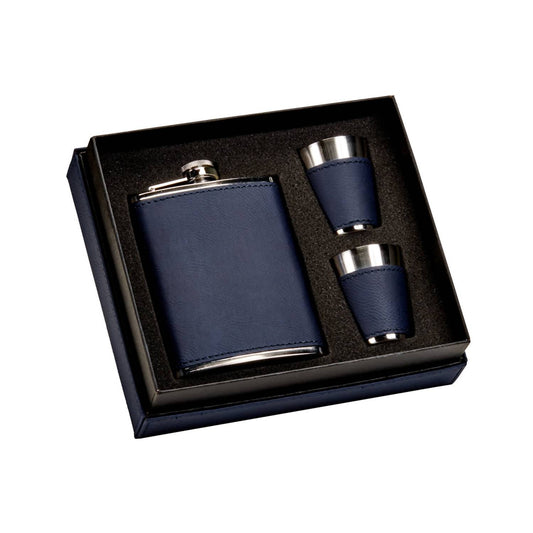 Creative Gifts International - Leatherette Flask & Stainless Steel Shot Glass Set