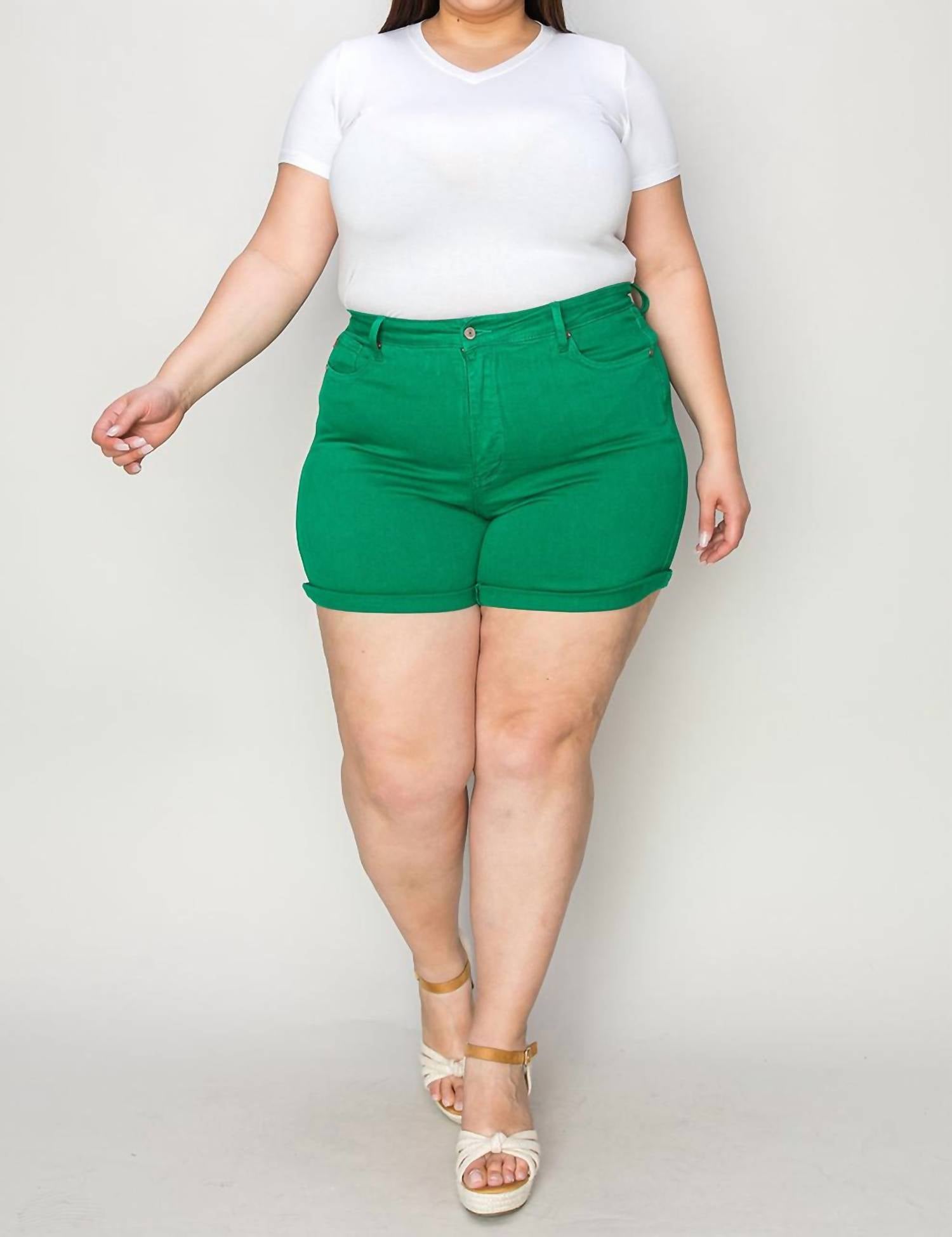 Judy Blue - Tummy Control Garment Dyed Denim Shorts - Plus