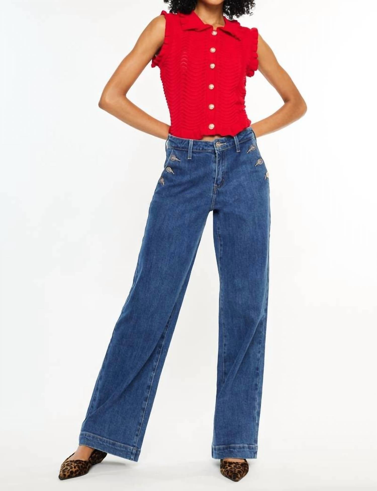 Kancan - HIGH RISE WIDE LEG DRAPE TROUSERS