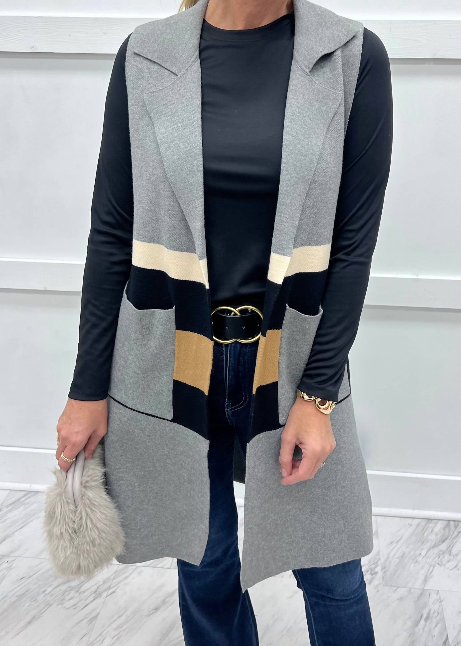Thml - Sleeveless Colorblocked Cardigan