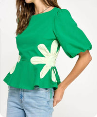 Strut & Bolt - Flower Color Block Poplin Top