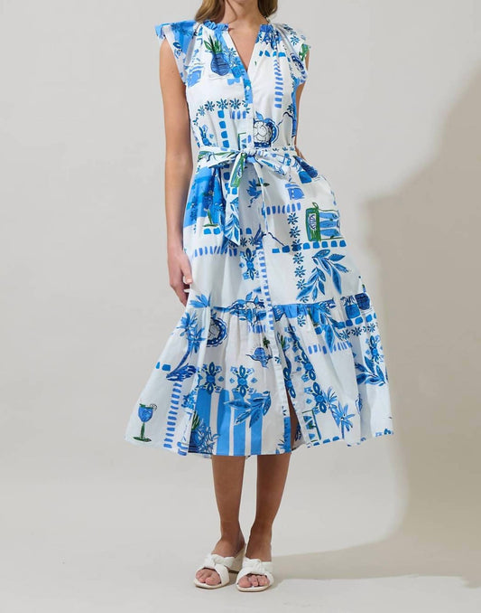 Sugarlips - Sosy Postcard Charlotte Button Midi Dress