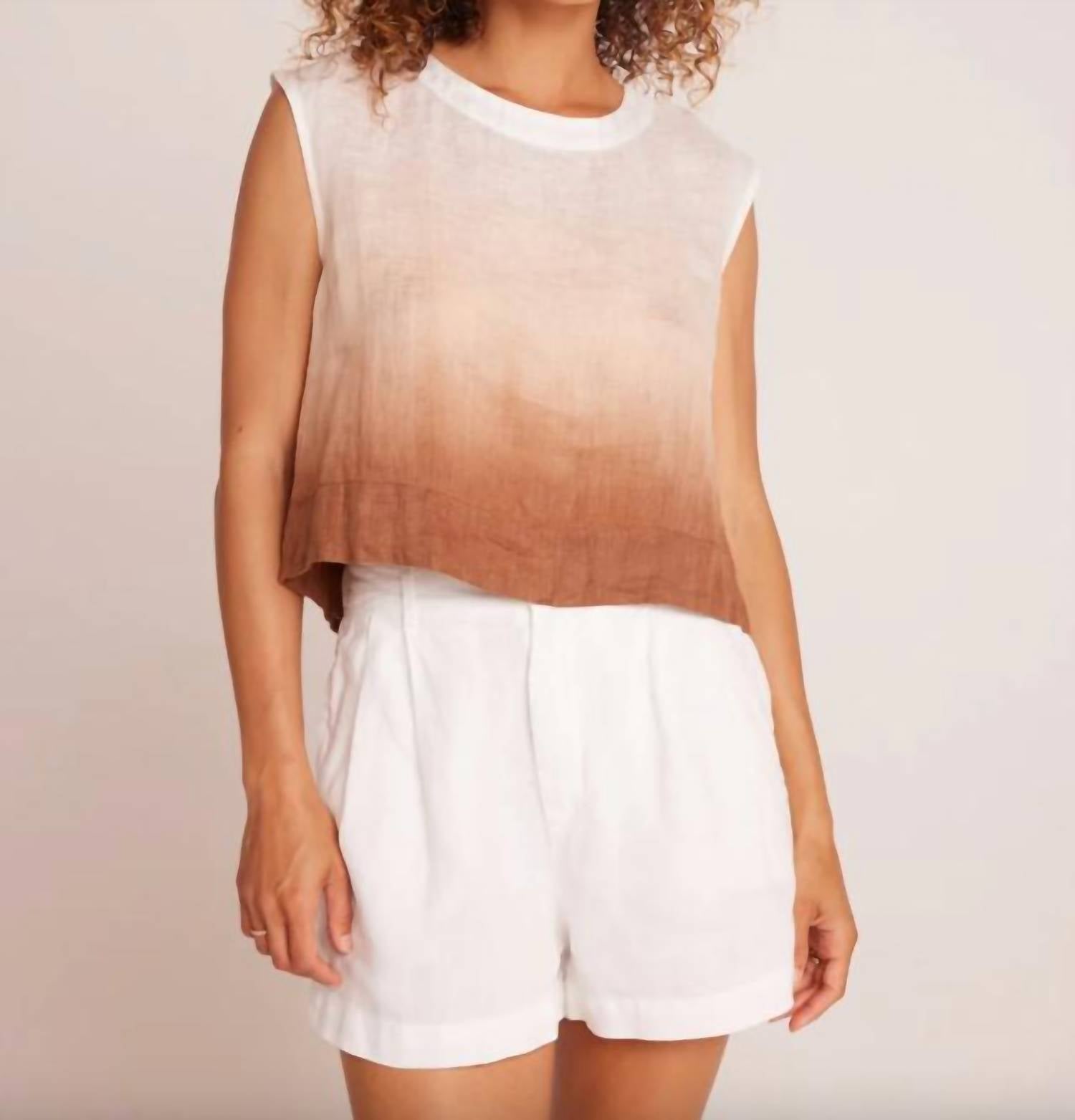 Bella Dahl Button Back Top in coconut ombre dye - women's tank top