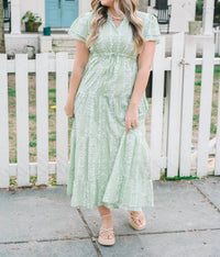 VICTORIA DUNN Magnolia Flutter Maxi Dress in botanical vine - women's dress - alternate view
