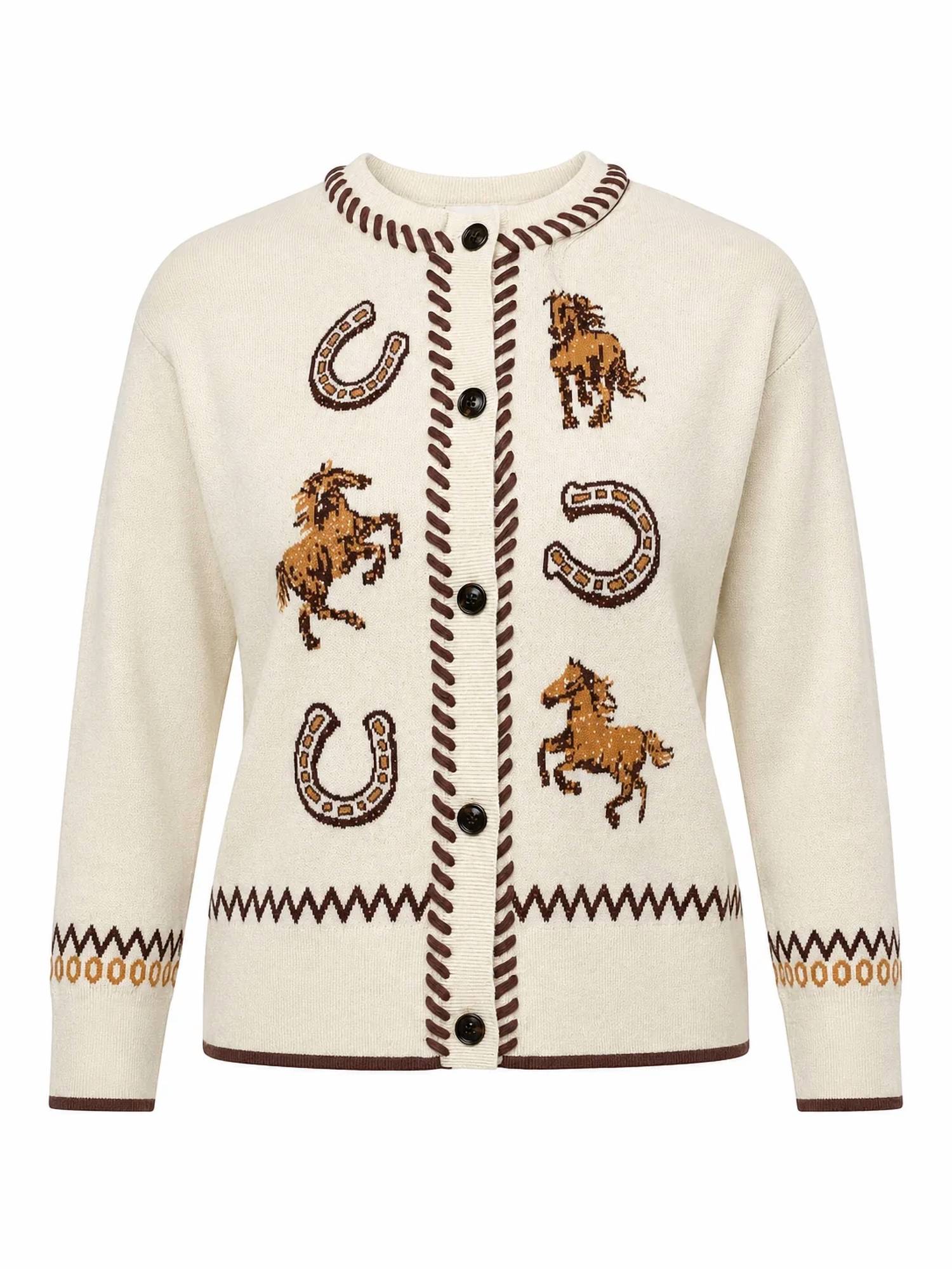 Skies Are Blue - Desert Rodeo Western Intarsia Cardigan