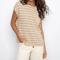 Charlie B - Striped Cap Sleeve Knit Top