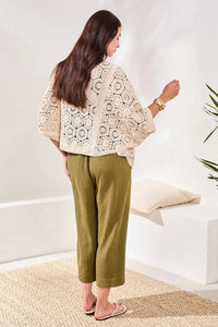 Tribal - Embroidered Crochet 3/4 Sleeve Cardigan