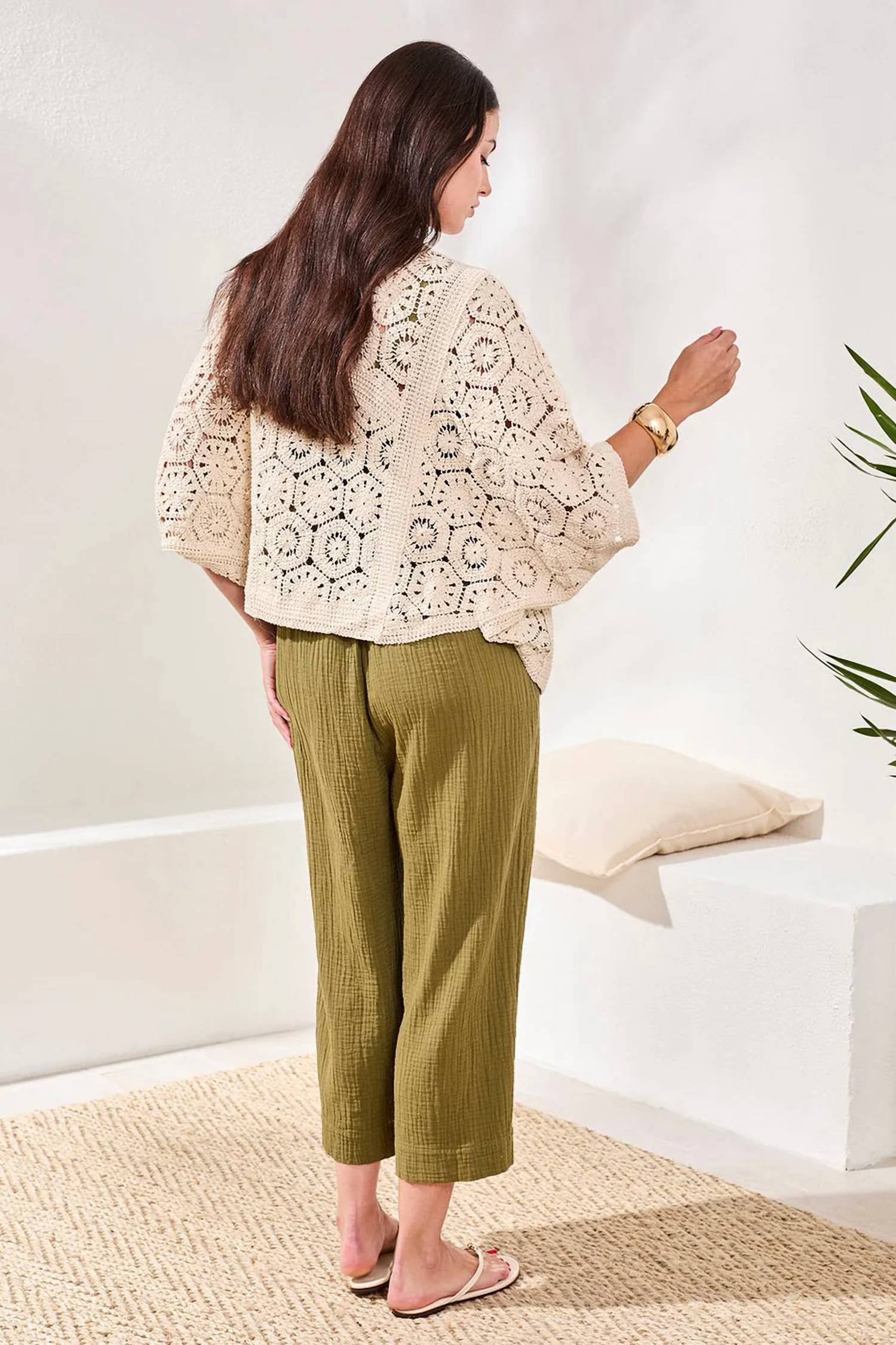 Tribal - Embroidered Crochet 3/4 Sleeve Cardigan